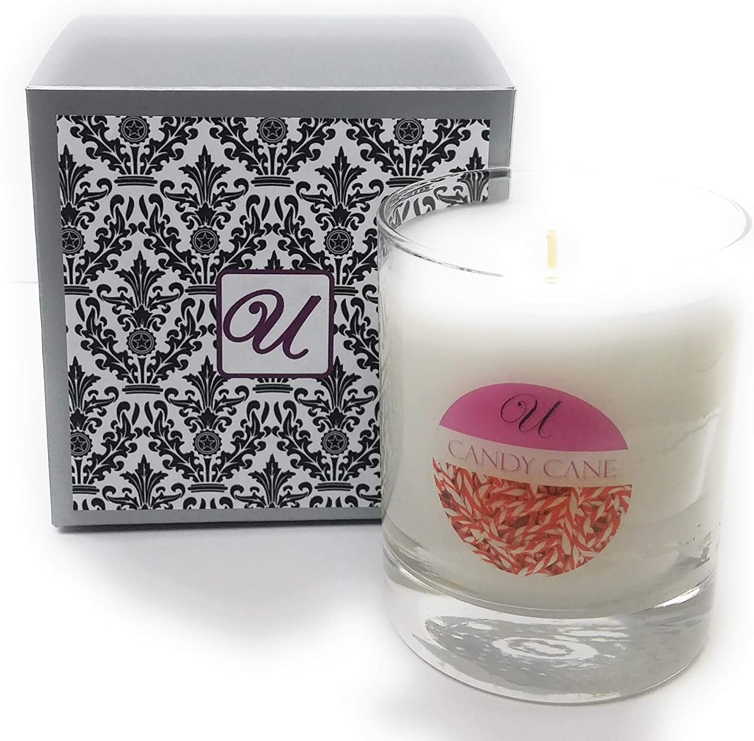 Premium Candy Cane Scented Candle in 8 oz Glass Jar - Select Ring Size 8 with Hidden Jewelry Valued $10-$10,000 - Perfect for Christmas Gifts, Home Decor & Romantic Surprises