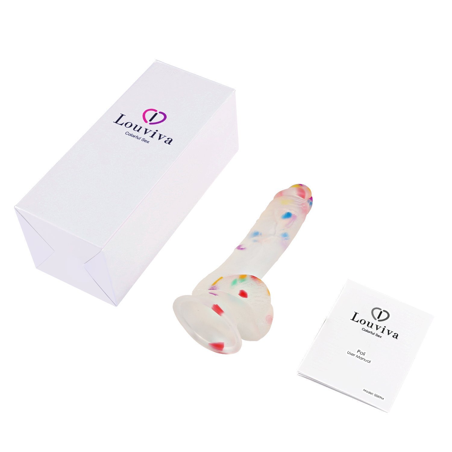 Realistic 7.6 Inch Clear Silicone Confetti Dildo with Strong Suction Cup - Adult Sex Toy for Women, Couples Play, Solo Pleasure & Bachelorette Parties