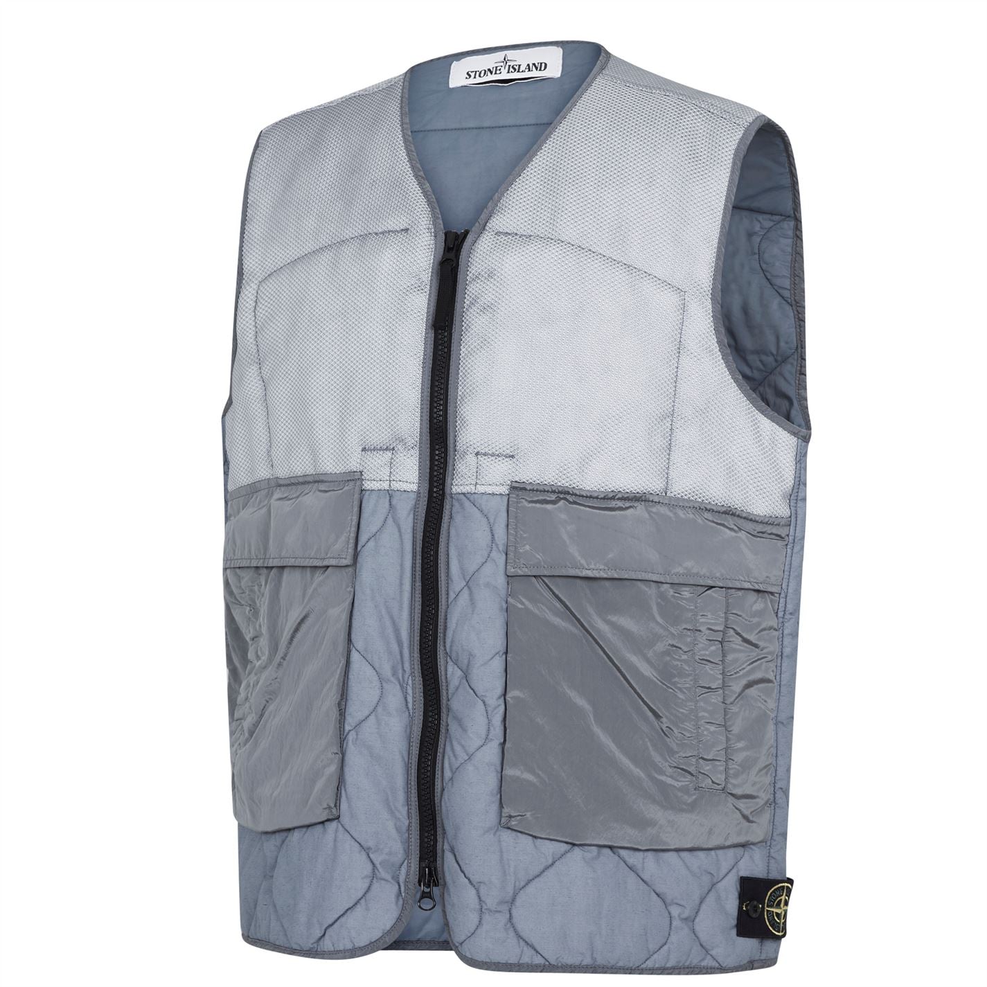 Stone Island Grey Nylon Metal Bodywarmer - Lightweight Insulated Vest for Men | Outdoor Hiking, Urban Streetwear Fashion