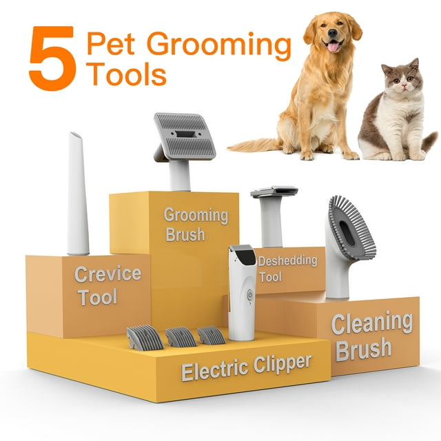 Airrobo PG100 Professional Pet Grooming Kit for Dogs & Cats - Complete Hair Clipper, Brush, Scissors & Nail Trimmer Set for Home Grooming & Shedding Control