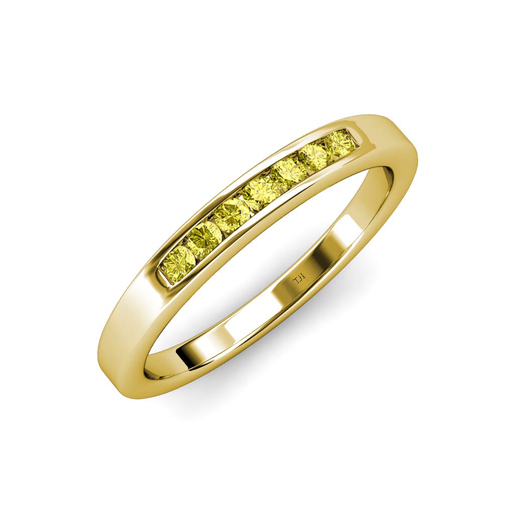 14K Yellow Gold Yellow Diamond 7 Stone Channel Set Wedding Band - 0.35 ctw | Elegant Bridal Jewelry for Engagement, Anniversary & Special Occasions