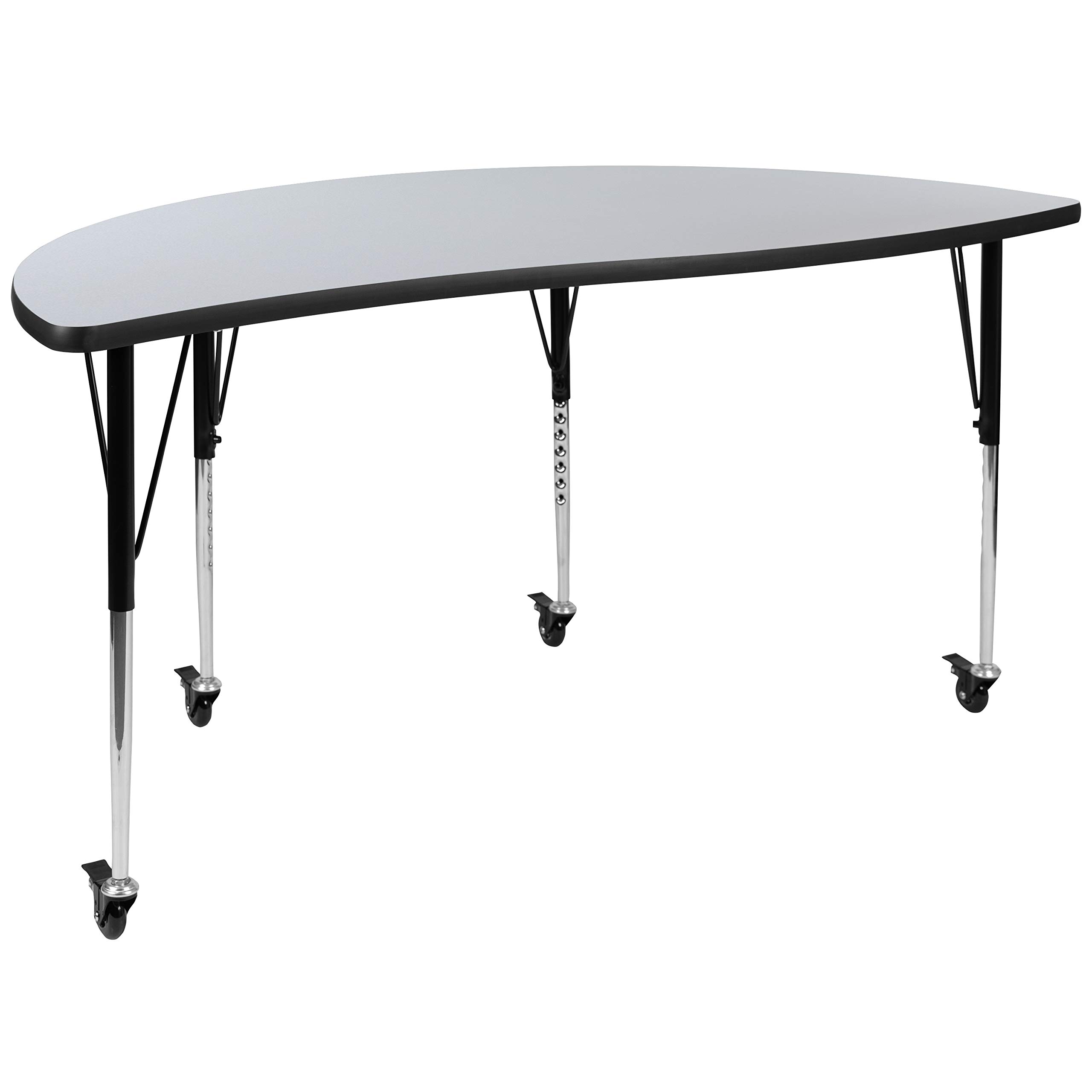 EMMA + OLIVER 60 Inch Round Adjustable Height Activity Table Set with 2 Chairs, Collaborative Learning Table for Kids, Grey - Perfect for Classrooms, Daycares & Home Play Areas