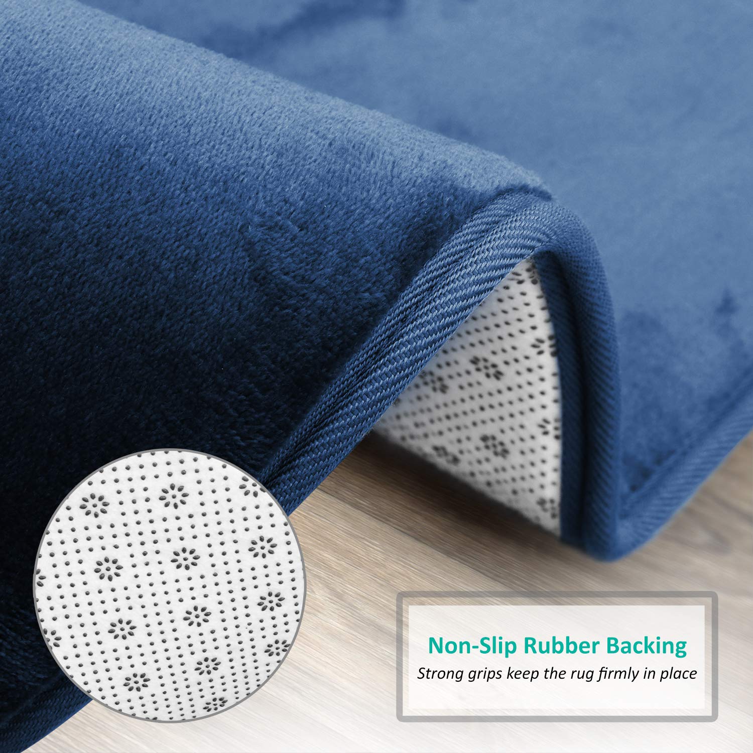 Clara Clark Memory Foam Bath Mat Set - Ultra Soft Absorbent Non-Slip Bathroom Rugs with Quick Dry Technology - 3 Piece Contour Rug Set (20x32, 17x24, 19x24 Inches) Navy Blue - Perfect for Bathroom, Shower & Spa Areas