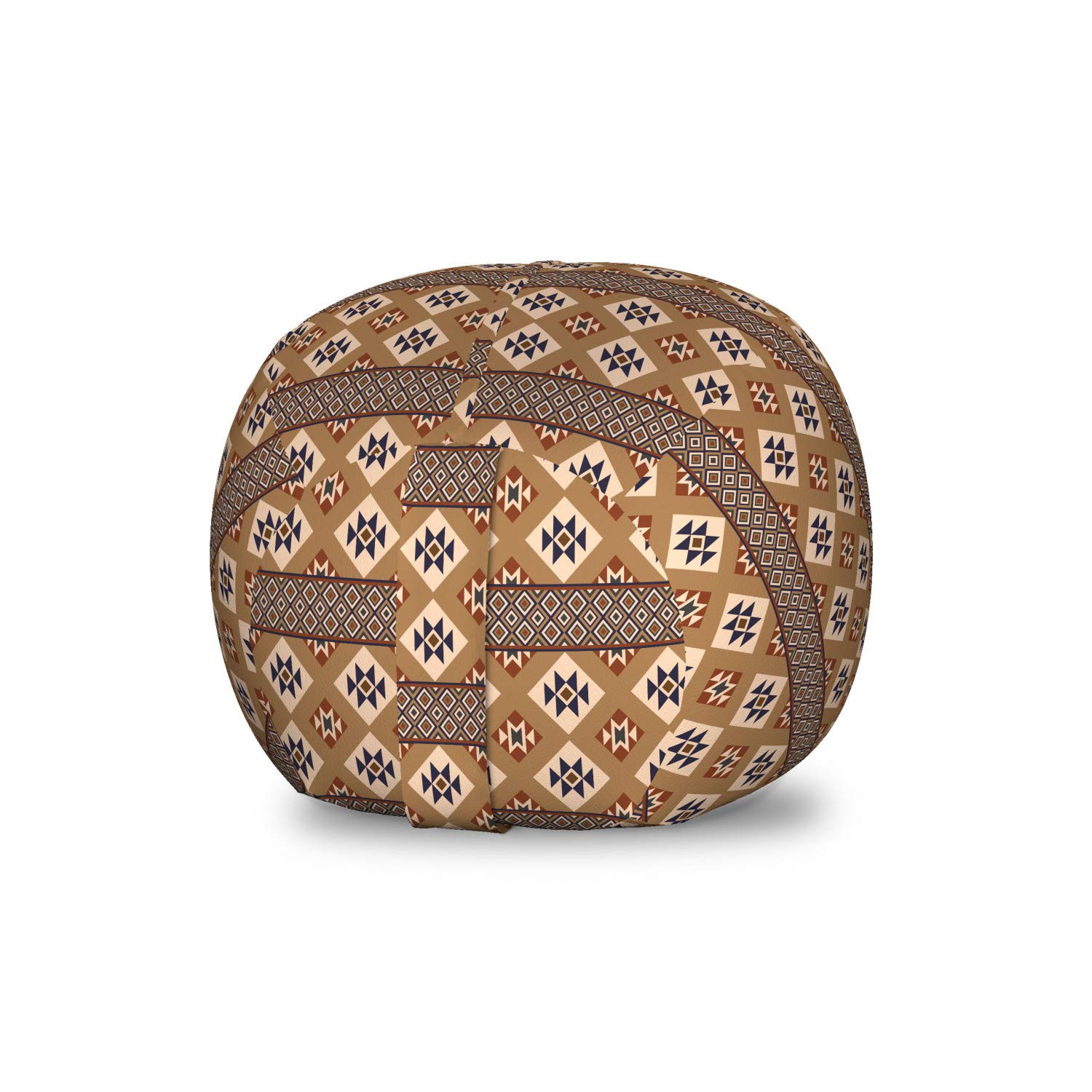 Ambesonne Geometric Storage Toy Bag Chair - Bohemian Rhombus & Triangle Pattern Mexican Folklore Design, Washable Stuffed Animal Organizer for Kids Room, Small Multicolor Ottoman - Perfect for Nursery, Playroom & Bedroom Organization