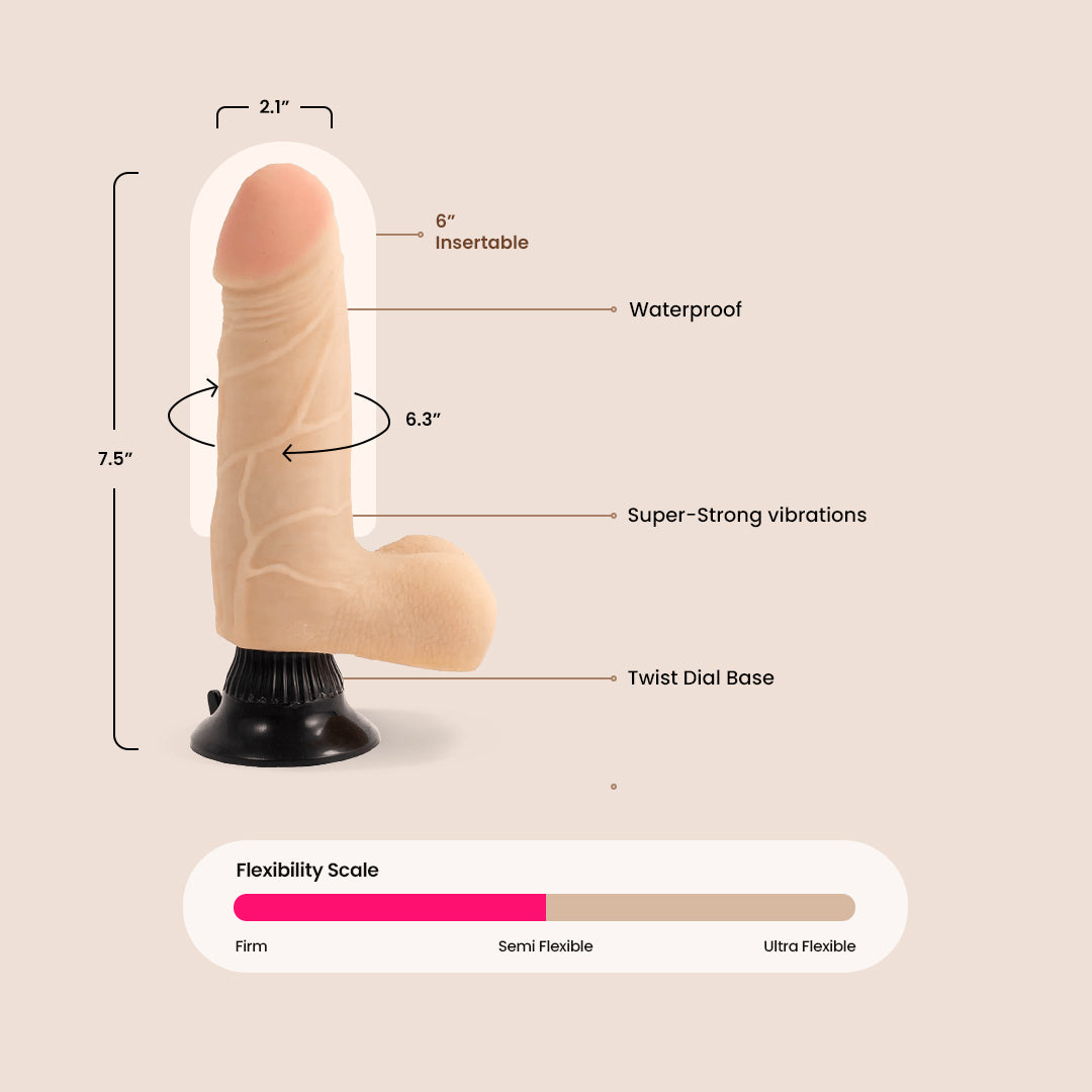 Real Feel Deluxe No. 4 - 7.5 Inch Lifelike Vibrating Dildo with Strong Suction Cup Base for Hands-Free Pleasure | Perfect for Solo Play, Couples & Shower Fun