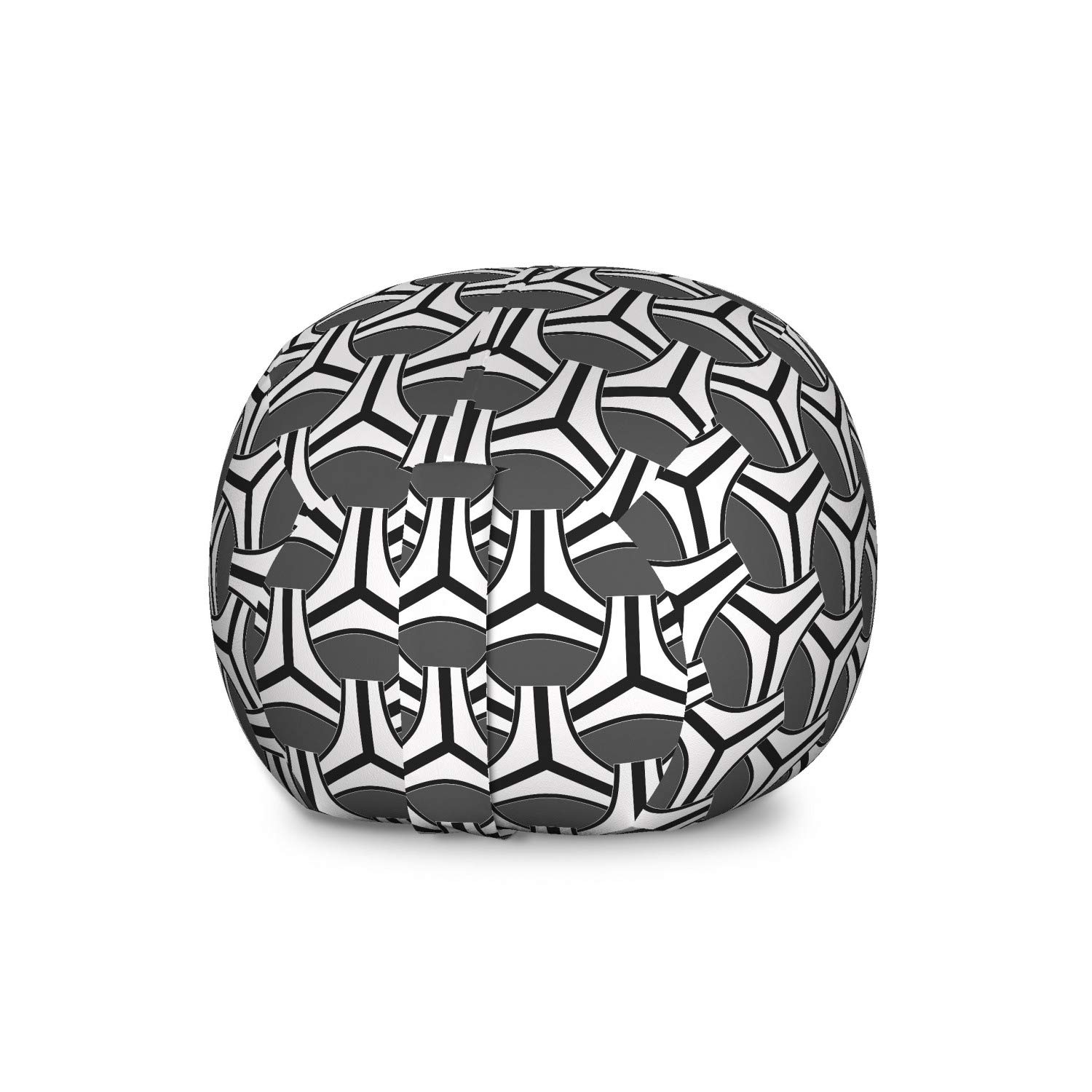 Ambesonne Abstract Geometric Storage Toy Bag Chair - Large Washable Stuffed Animal Organizer with Ovals and Stripes Pattern in Charcoal Grey & White | Kids Room Decor, Playroom Storage, Nursery Organization