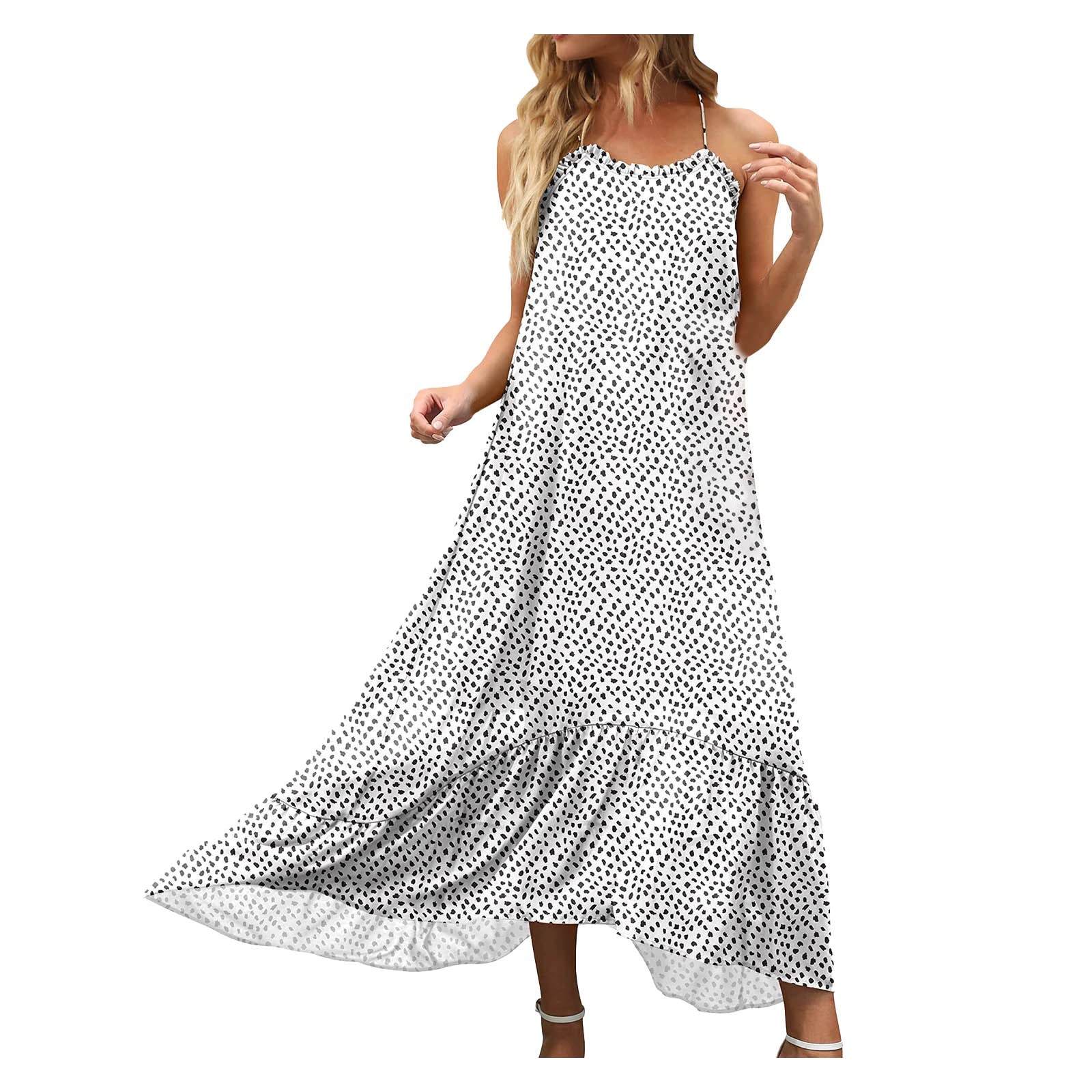 Women's Casual Summer Maxi Dress - Sleeveless Halter Beach Dress with Side Slit for Vacation, Pool Party, and Outdoor Events