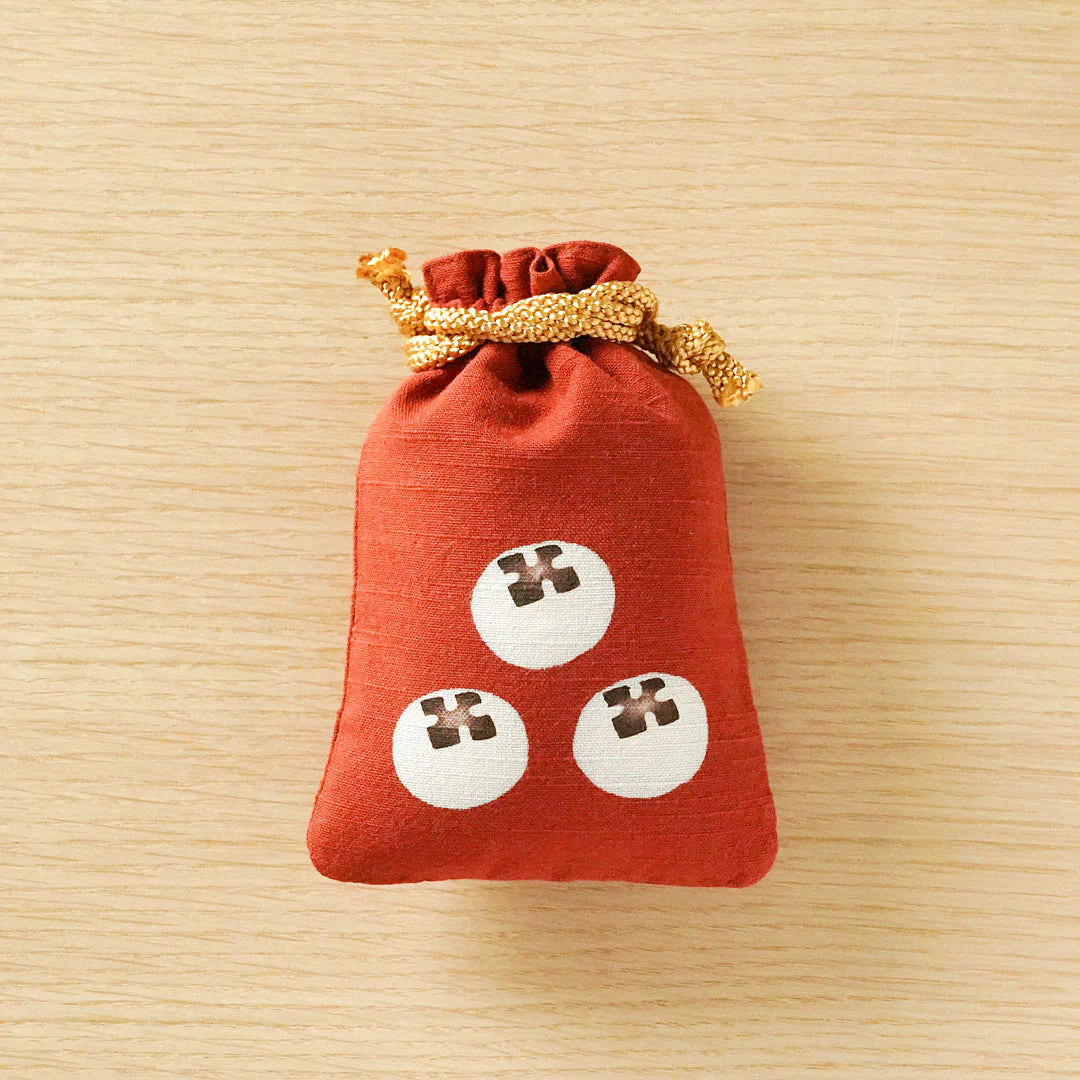 Katazome Small Talisman Bag - Japanese Traditional Persimmon Drawstring Pouch for Good Luck Charms, Jewelry & Keepsakes | Perfect for Travel, Gifts & Spiritual Protection