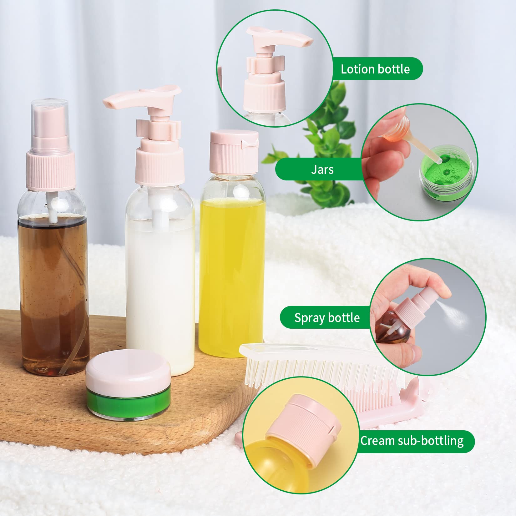 Yibaijia 12-Piece Travel Bottles Set - 60ML Leak-Proof Refillable Squeeze Bottles for Toiletries, Shampoo & Conditioner | TSA Approved for Air Travel, Perfect for Vacations & Gym Essentials