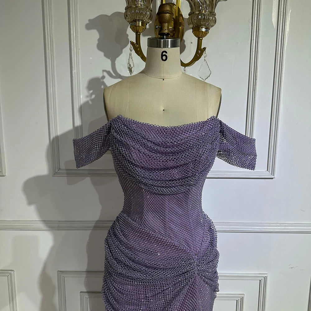 Elegant Purple Evening Dresses Gowns with Sleeveless Tulle for Formal Occasions - Luxury Dubai Style LA72790 | Perfect for Weddings, Galas & Special Events