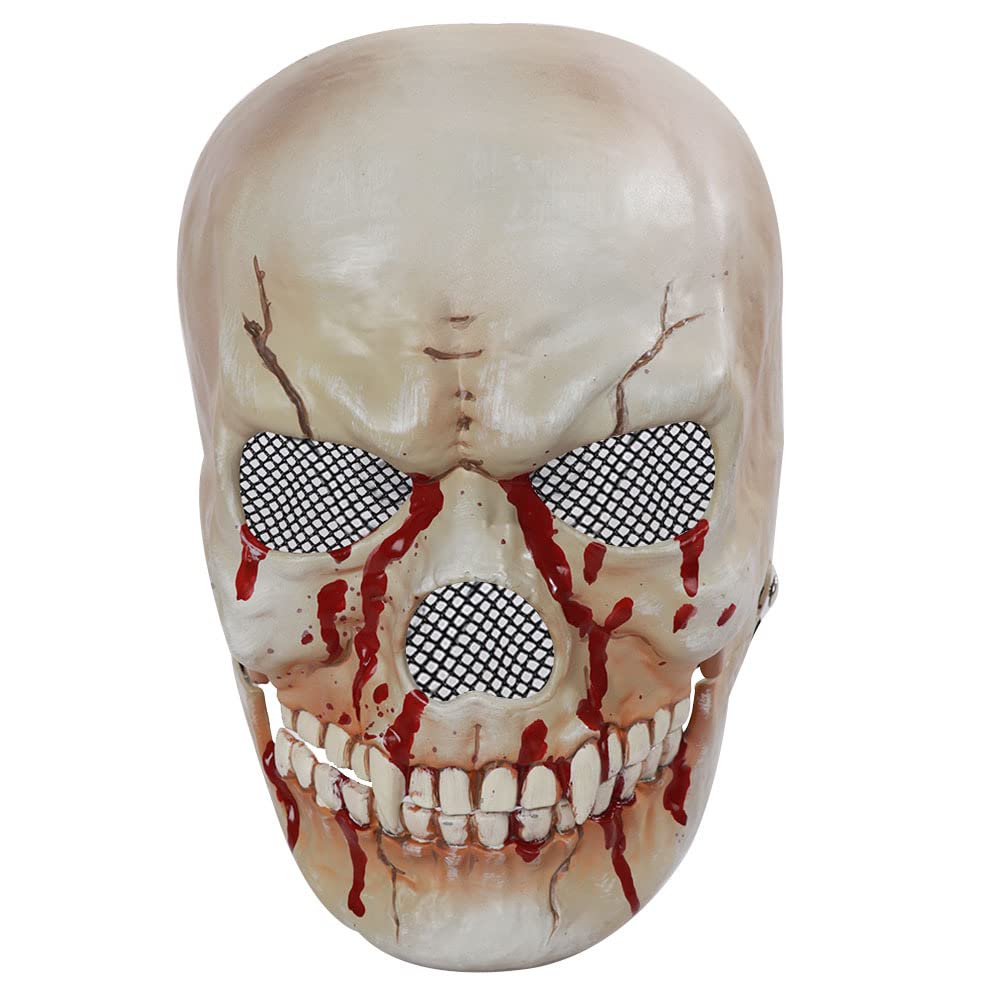 BaronHong Skull Head Halloween Mask with Moving Jaw - Scary Skeleton Zombie Mask for Purge Party, Haunted House & Cosplay | Realistic Spooky Costume Accessory for Adults
