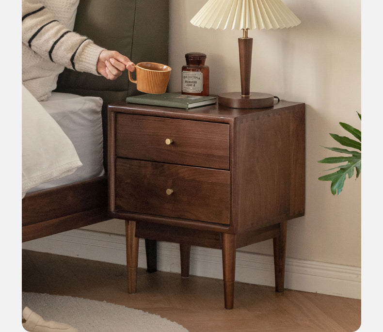 Premium Black Walnut Solid Wood Nightstand - Handcrafted Bedside Table with Drawer | Perfect for Bedroom, Living Room & Guest Room Decor