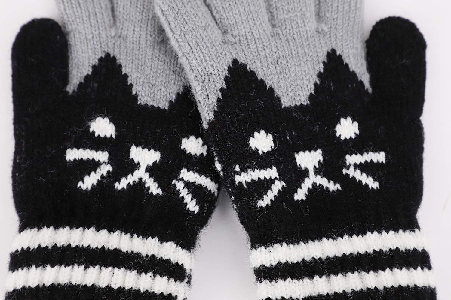 Warm Winter Snow Ski Gloves for Kids - Soft Animal Cat Bear Knit Mittens - Perfect Christmas Gifts for Outdoor Activities & Cold Weather Play