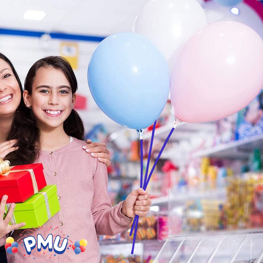 Premium 16-Inch Blue PMU Balloon Sticks with Clear Cups - Latex/Mylar Balloon Holder for Air-Filled Balloons (500-Pack) - Perfect for Birthday Parties, Baby Showers & Wedding Decorations