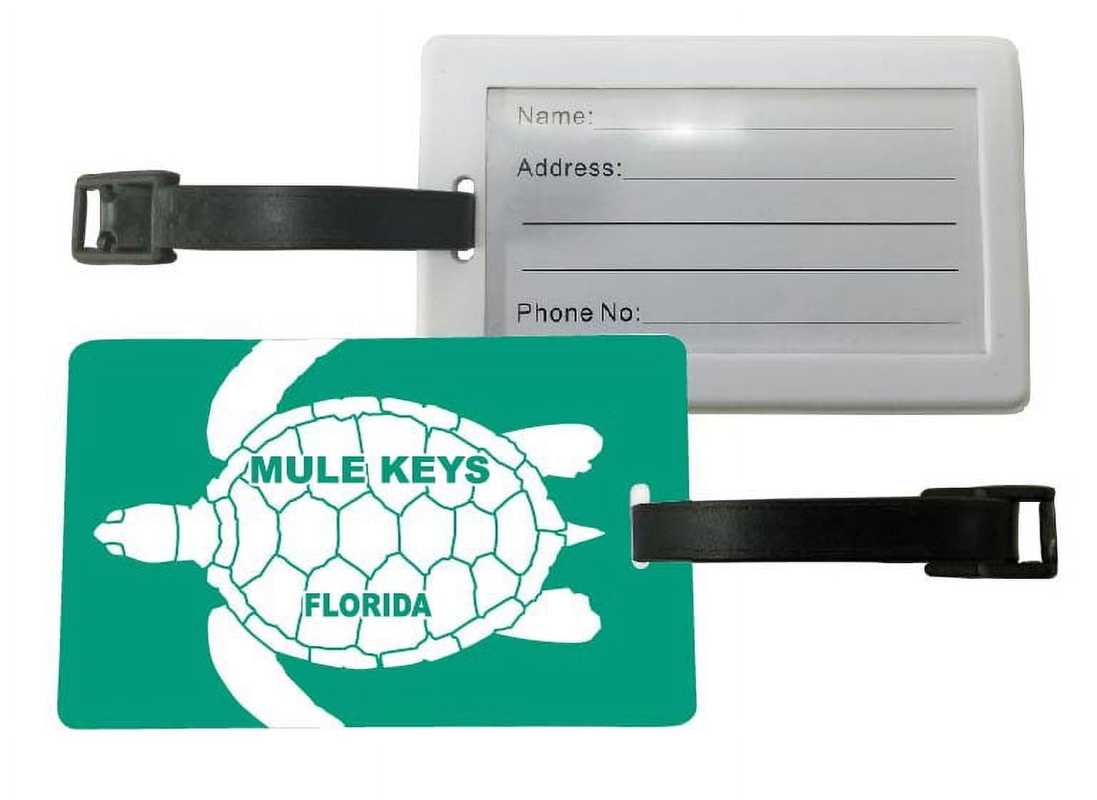 Florida Turtle Design Luggage Tags - 2 Pack Mule Keys Souvenir Travel Accessories for Beach Vacations & Cruise Trips