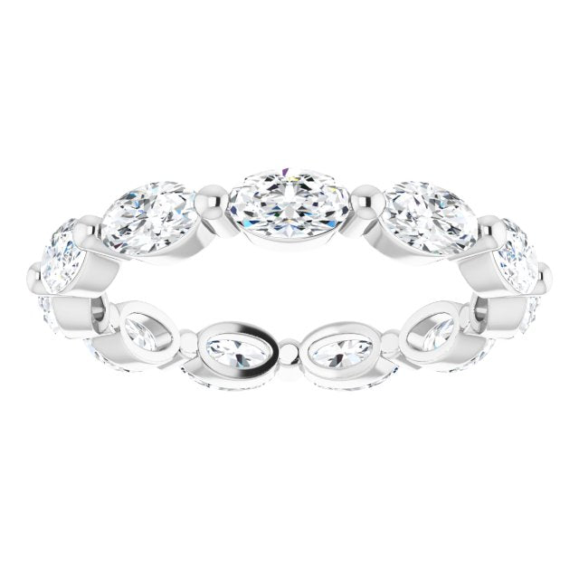 2.31 Carat Oval Diamond Eternity Band for Women - 14K White Gold Wedding Ring, Anniversary Gift, Bridal Jewelry - Perfect for Engagement, Proposal & Special Occasions