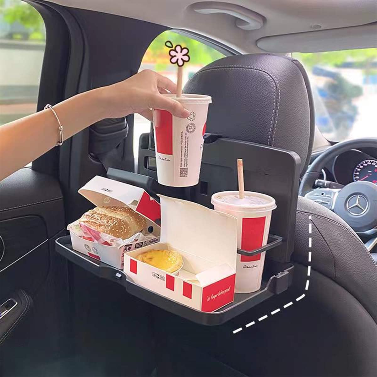 **Garissa Car Seat Organizer - Multifunctional Back Seat Organizer with Cup Holder & Food Tray, Universal Fit (14.37