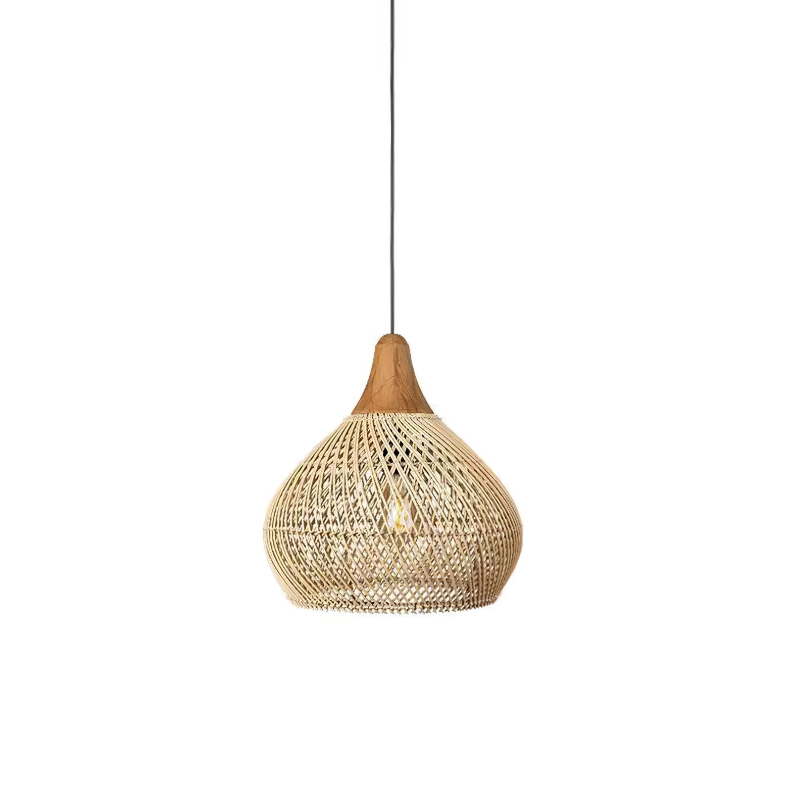 Handwoven Rattan Pendant Light - Boho Ceiling Lamp for Living Room, Bedroom, or Patio Decor - Natural Woven Chandelier for Indoor/Outdoor Use