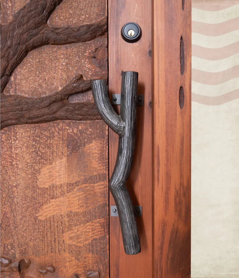 Hand Carved Tree of Life Sun Moon Wooden Door - Custom Made Interior & Exterior Solid Wood Entry Door for Home, Bedroom, Patio & Garden Decor
