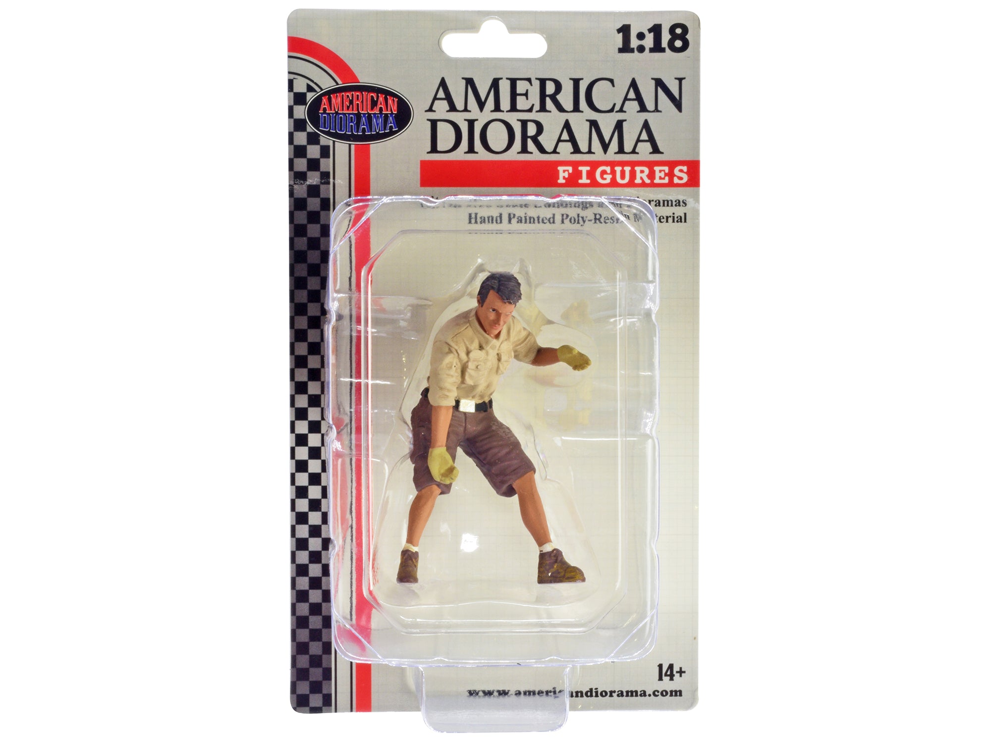 American Diorama 1/18 Scale 4X4 Mechanic Figure with Board Accessory - Perfect for Off-Road Vehicle Dioramas, RC Car Scenes & Model Car Displays