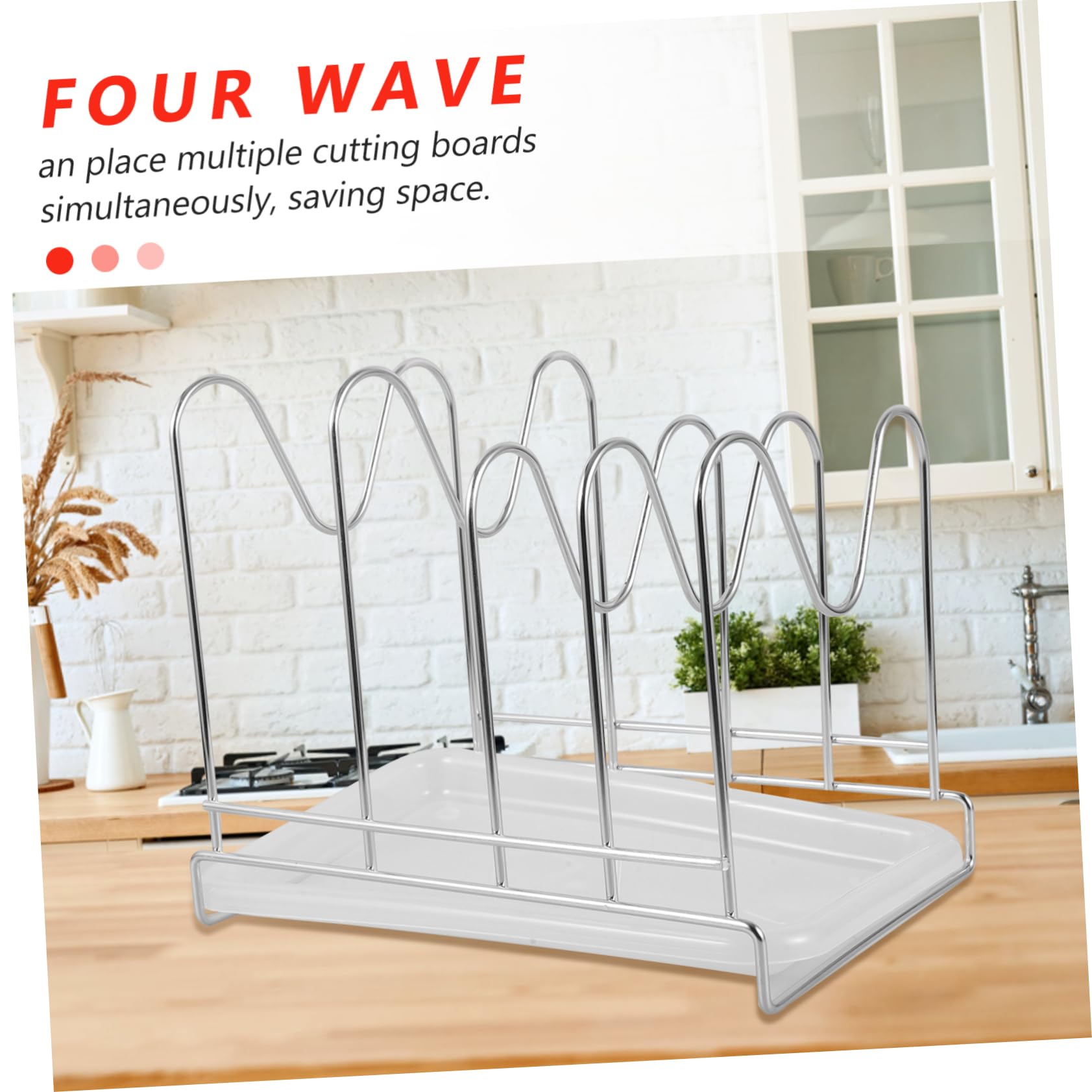 IMUSINICE Stainless Steel Water Tray & Cutting Board Organizer Rack - Baking Pan Storage Solution for Kitchen Countertop Organization | Perfect for Drying Dishes, Organizing Cutting Boards & Baking Sheets