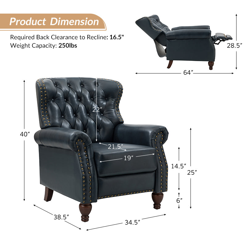 Premium Genuine Leather Oversized Recliner Chair for Living Room - Comfortable Lounge Chair for Home Theater, Reading Nook & Relaxation