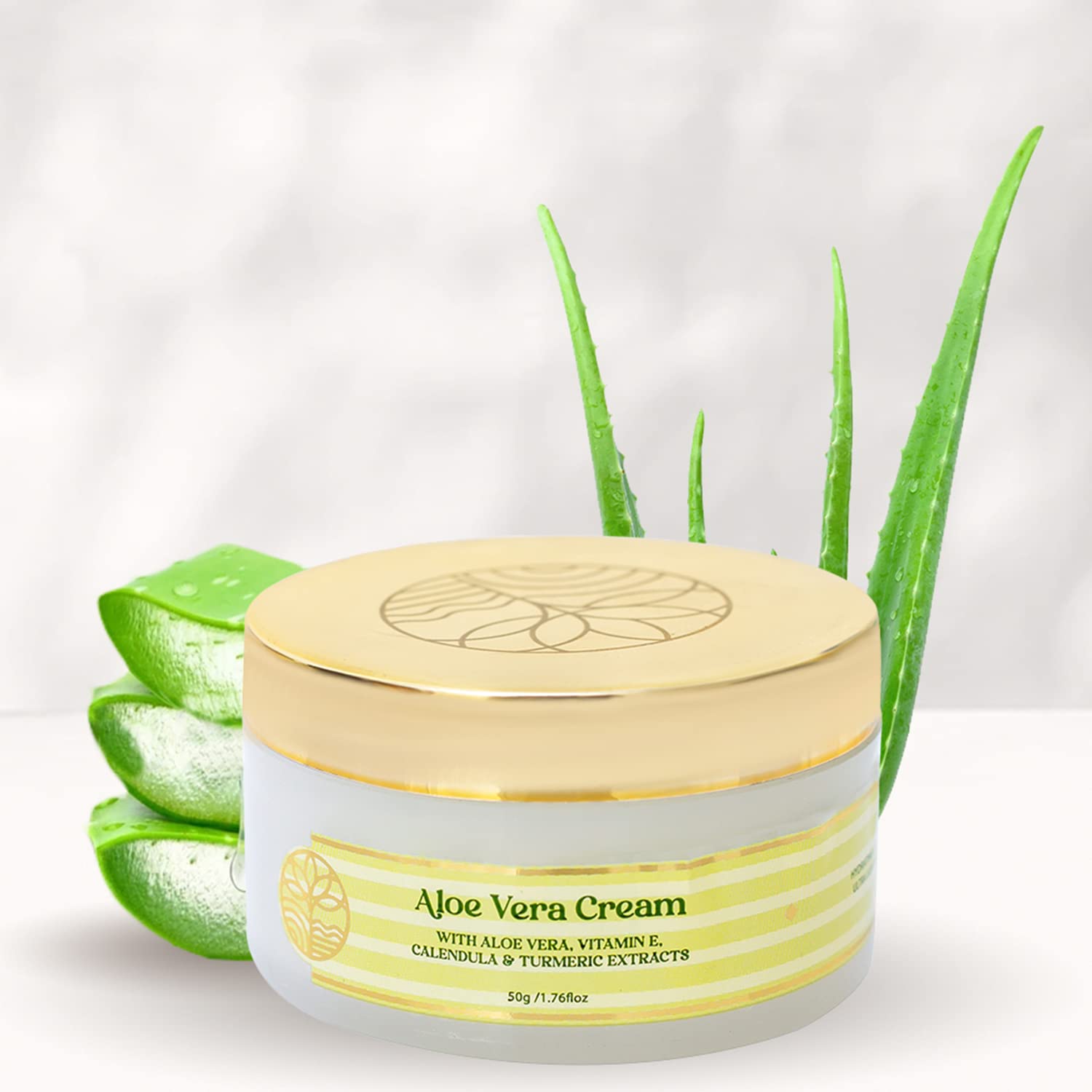 Omeo Aloe Vera Cream 50g with Vitamin E, Calendula & Turmeric Extracts - Hydrating Face & Body Moisturizer for Dry Skin | Smooth, Nourished & Moisturized | Perfect for Daily Skincare & After Sun Care