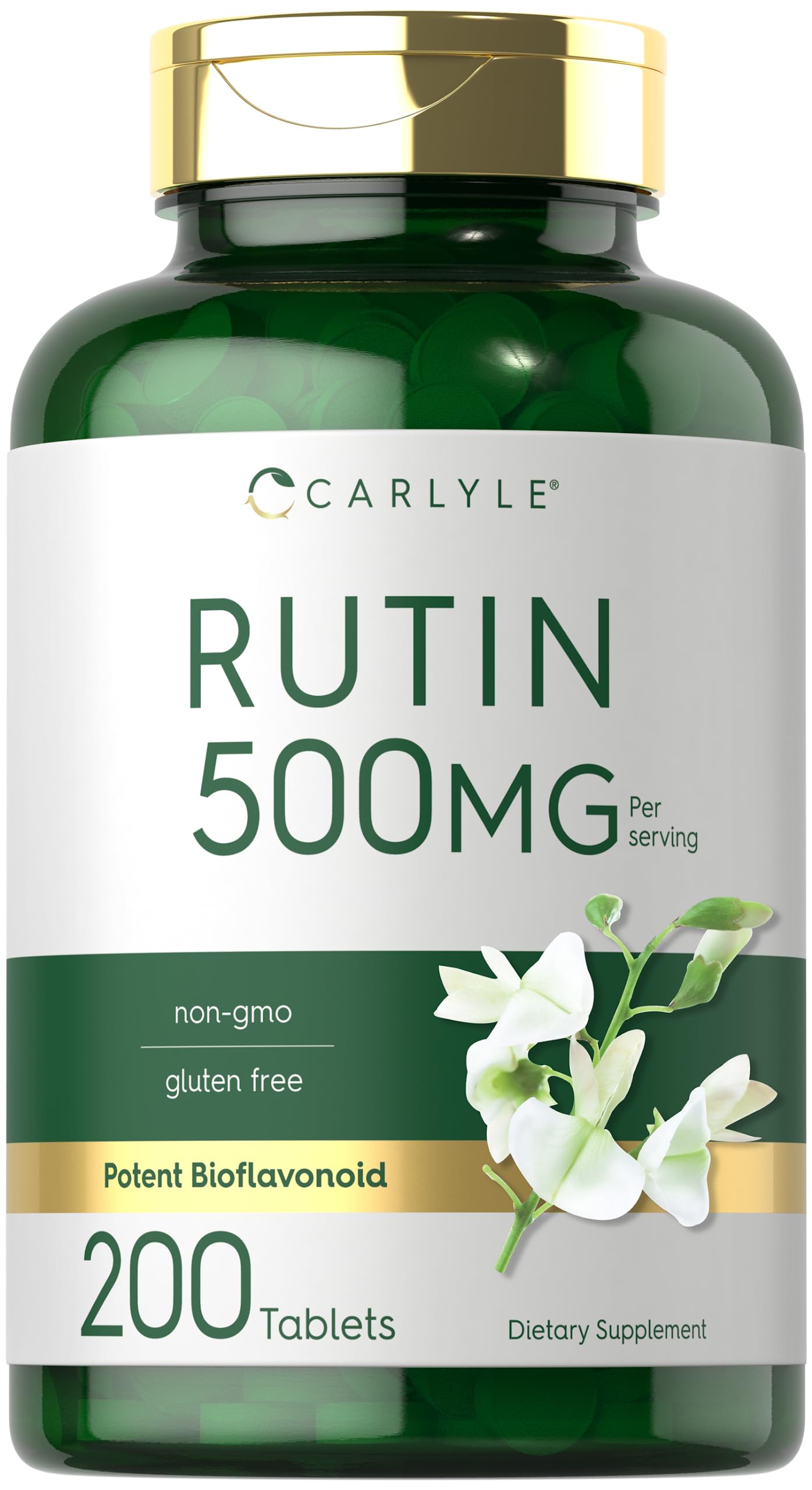 Carlyle Rutin 500mg Supplement | 200 Vegetarian Tablets | Non-GMO, Gluten Free | Supports Circulation & Vascular Health for Active Lifestyles