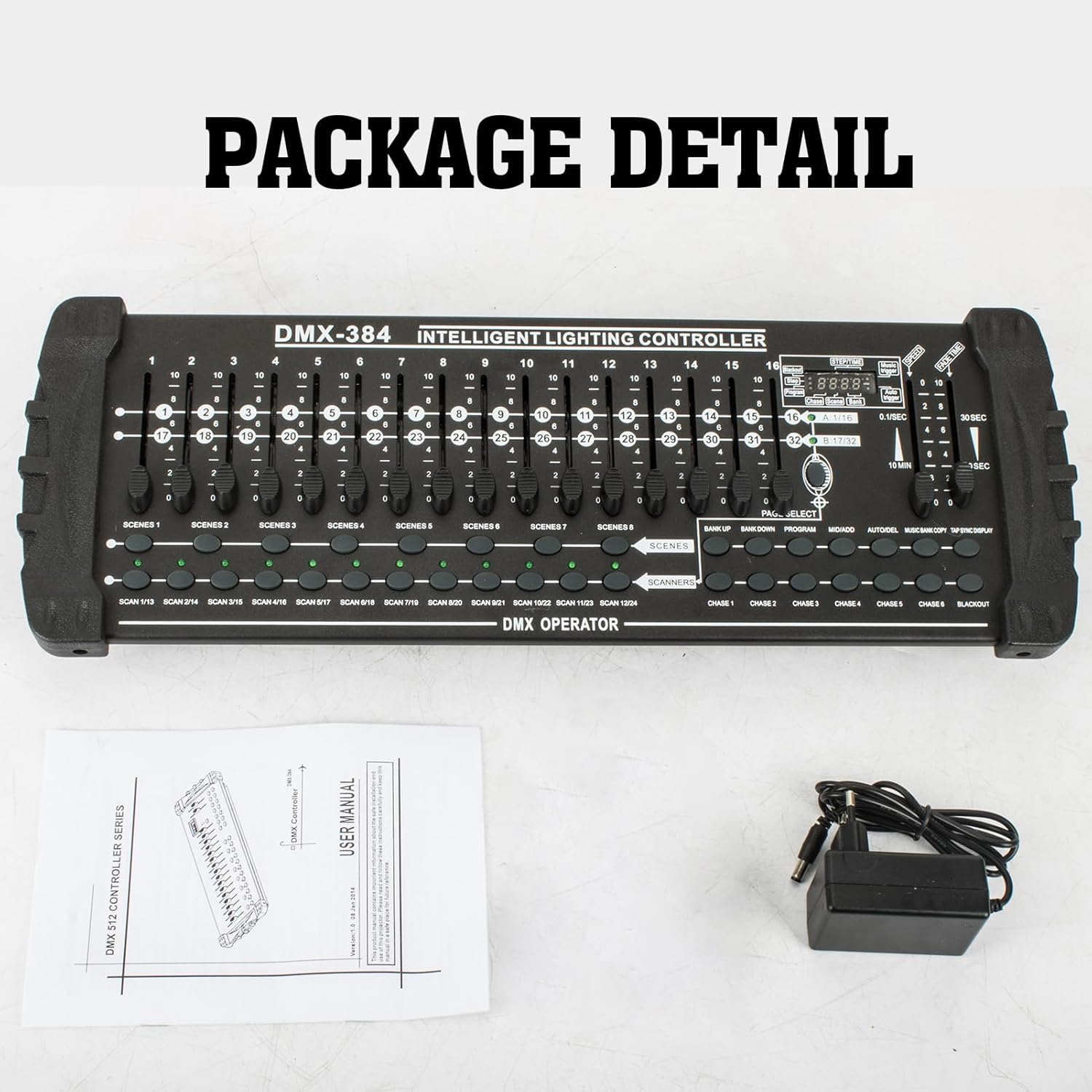 SHEHDS DMX384 Professional DMX Controller with LED Digital Display - DJ Lighting Equipment for Stage Shows, Concerts, and Events