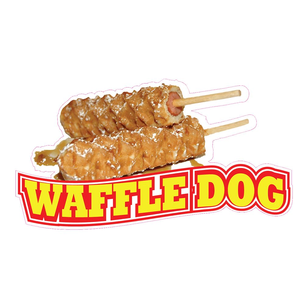Custom Die-Cut Waffle Dog Stickers - Multiple Sizes for Restaurants, Food Trucks & Indoor Decor - Yellow Vinyl Decals (Up to 18in Longest Side) - Perfect for Menu Boards, Concession Stands & Business Branding