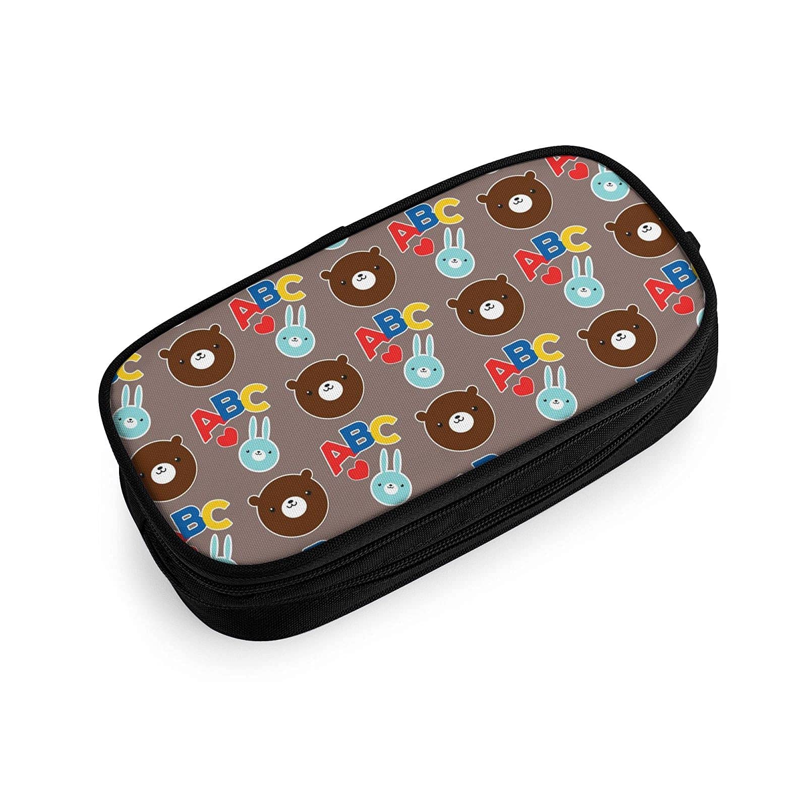 Cute Bear Rabbit Pencil Case for Teens & Adults - Wide Opening Cosmetic Bag for School, College, Office & Travel - XIAOGUAISHOU ABC Makeup Pouch (One Size)