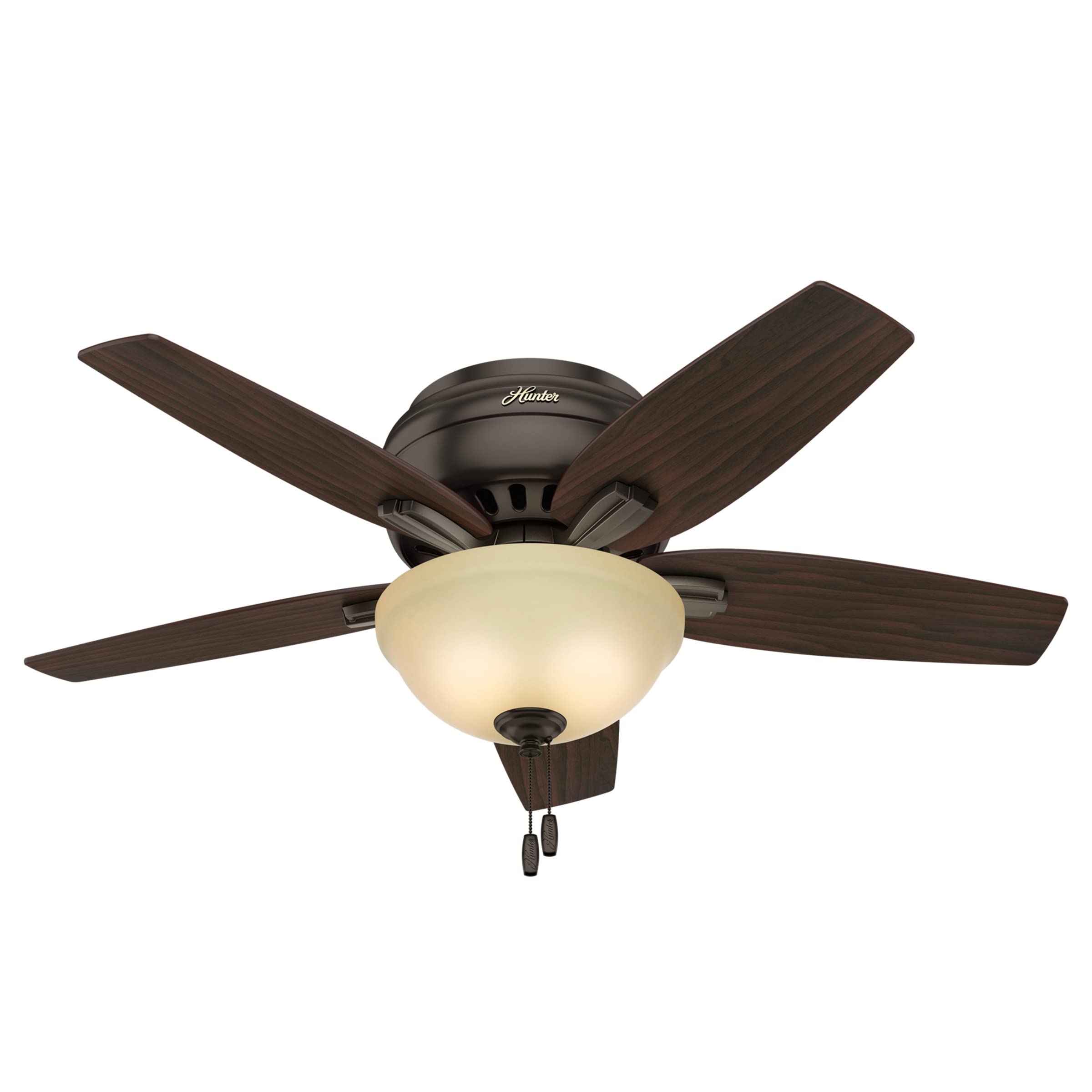 Hunter Fan Company 51081 42 Inch Newsome Premier Bronze Low Profile Ceiling Fan with LED Light Kit and Pull Chain - Perfect for Bedrooms, Living Rooms, and Indoor Spaces