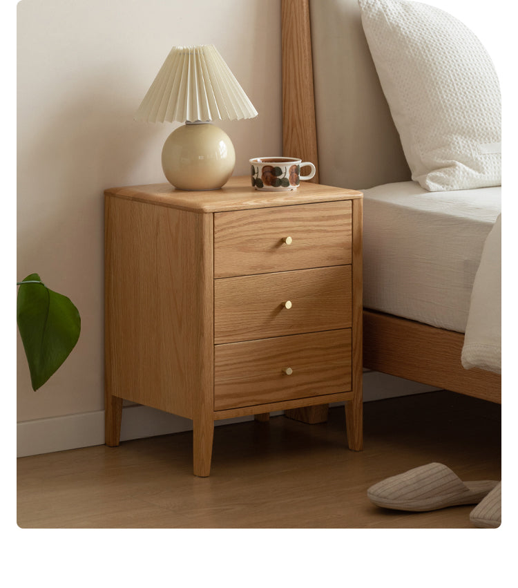 Solid Wood Nightstand - Oak & Cherry Wood Bedside Table for Bedroom, Modern & Rustic Style | Perfect for Bedrooms, Guest Rooms & Home Decor