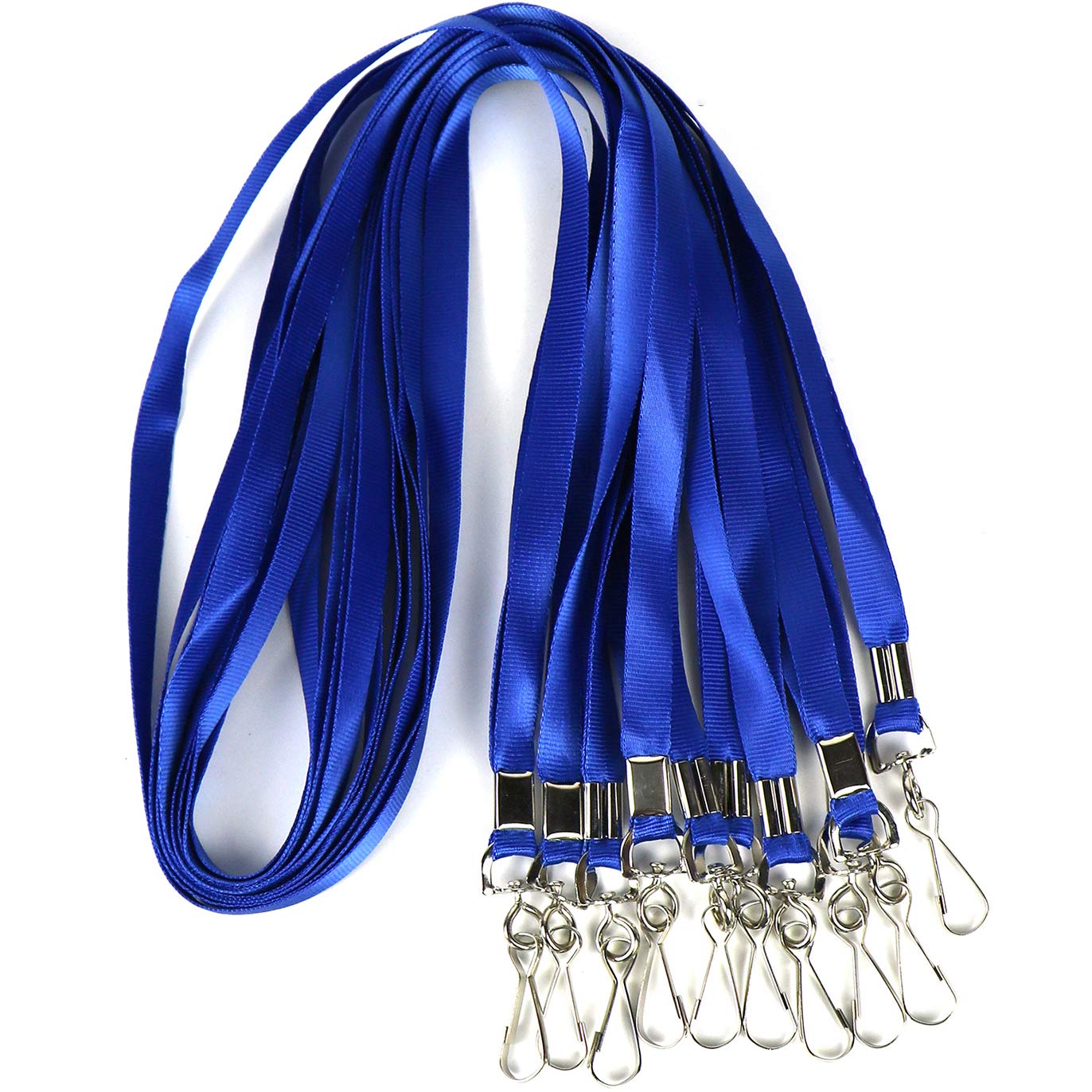 Premium Nylon Lanyards for ID Badges - 50 Pack (Blue) - Office, School & Events