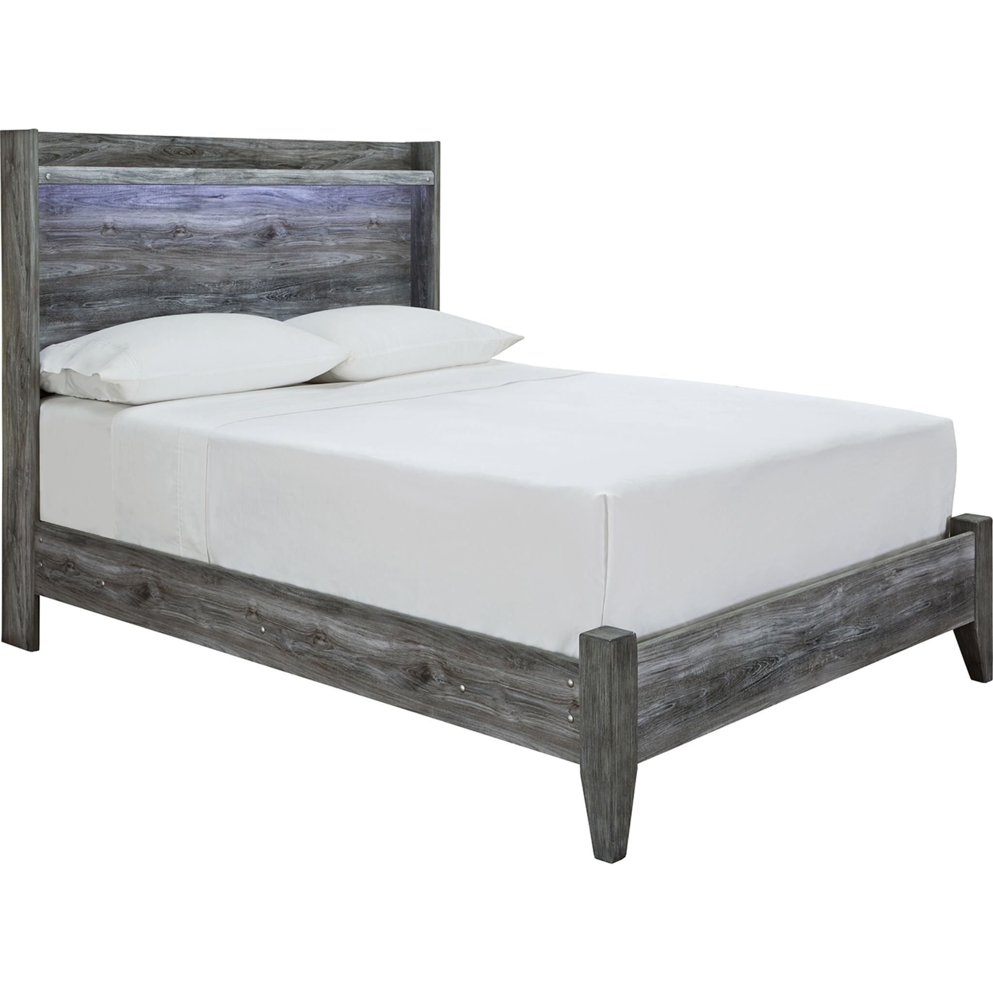 Baystorm Full Panel Bed Frame - Queen Size, Gray Upholstered Platform Bed with Wooden Slats, Sturdy Metal Legs - Perfect for Modern Bedroom, Guest Room, or Apartment