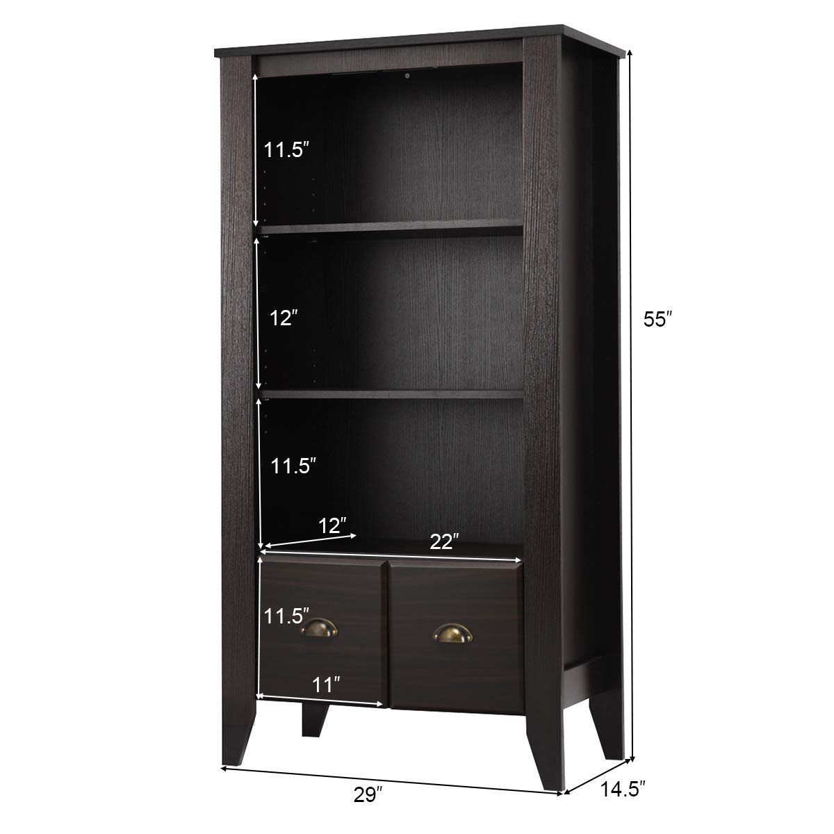 Nightcore Multifunctional Storage Cabinet with 2 Adjustable Shelves, Brown Wooden Organizer for Bedroom, Living Room & Office - Perfect for Home Storage and Organization