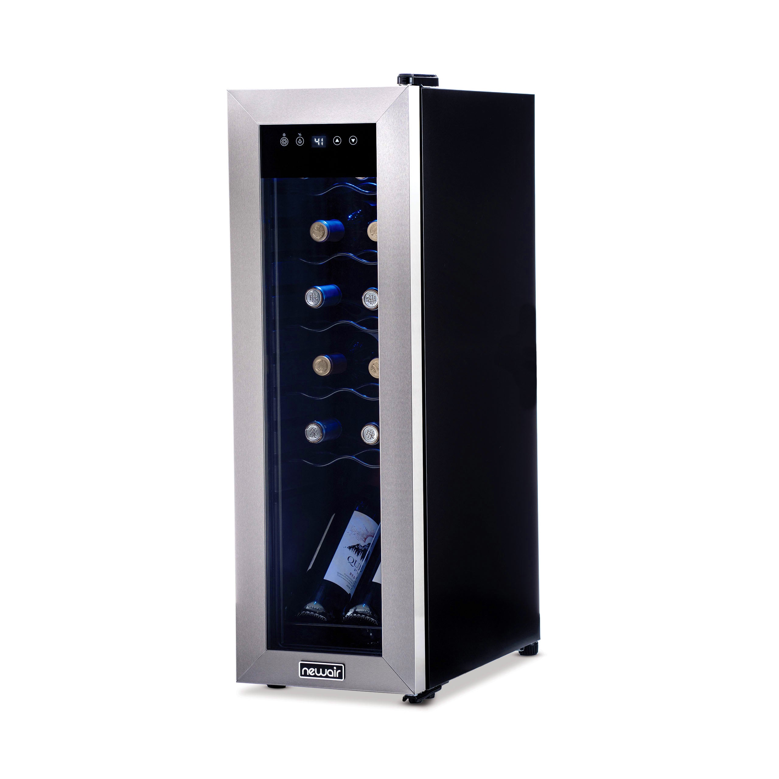 Newair® 12 Bottle 9.9 Cu. Ft. Stainless Steel Freestanding Wine Cooler Refrigerator - Perfect for Home Bars, Restaurants, and Wine Cellars