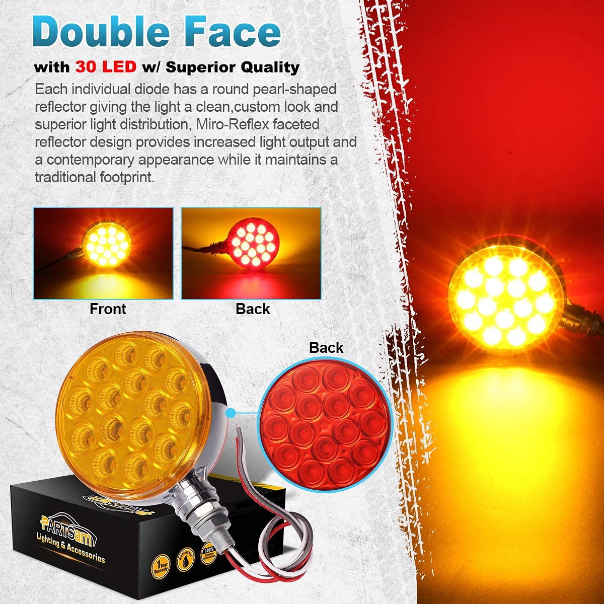 PARTSam Truck Pedestal Lights Kit - 2Pcs 4