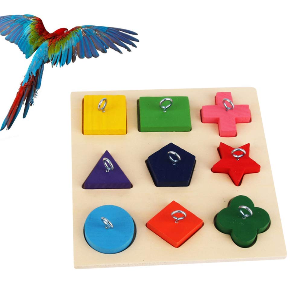 POPETPOP Wooden Parrot Block Toy - Safe & Fun Bird Chewing Toy for Parrots, Cockatiels, Lovebirds - Perfect for Playtime, Training & Enrichment Activities