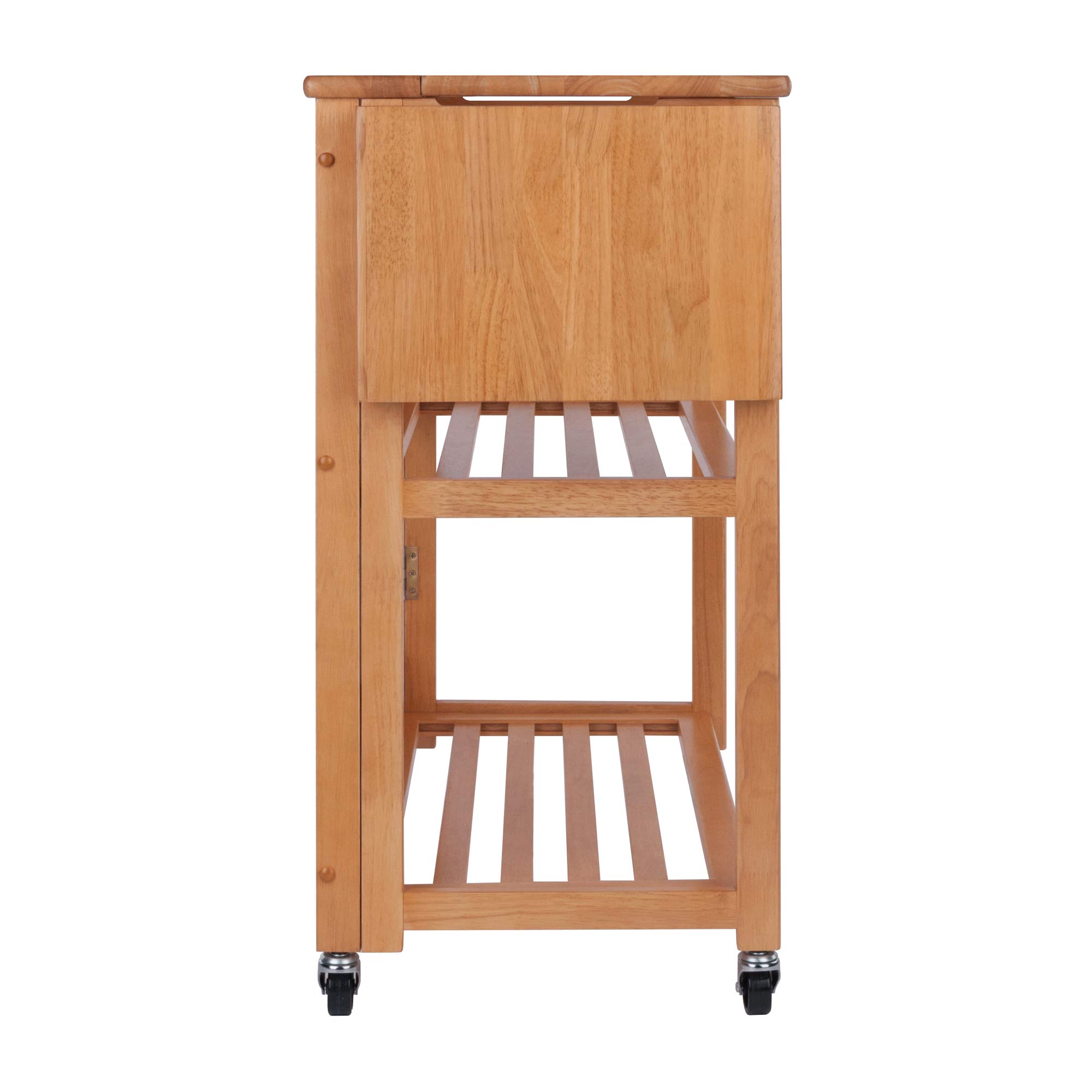 Winsome Radley Light Oak Kitchen Cart - Rolling Island with Storage Shelf for Small Spaces, Kitchen & Dining Room Organization