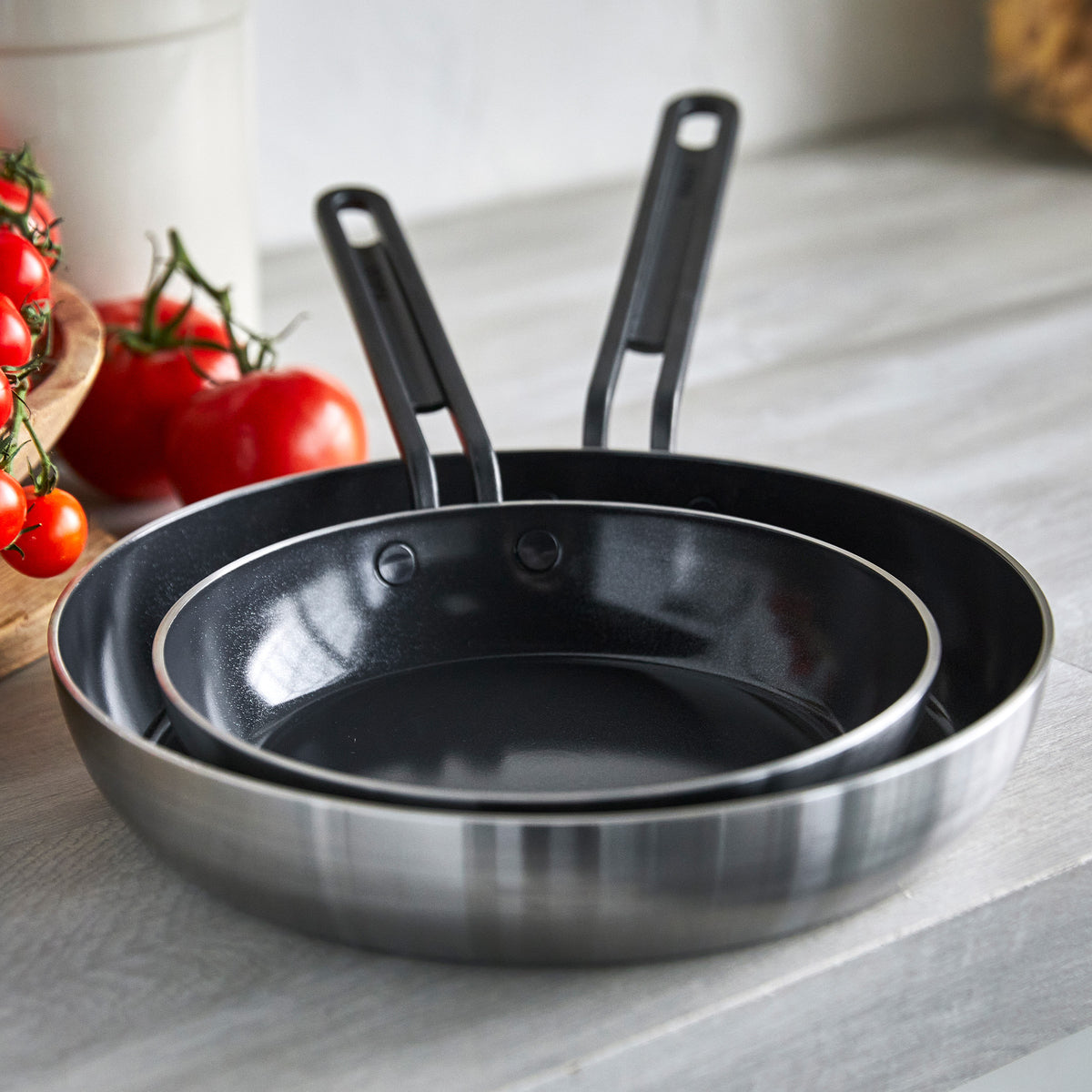 Stanley Tucci™ Premium 4-Piece Stainless Steel & Ceramic Nonstick Cookware Set with Free Tucci Cookbook – Perfect for Home Chefs & Gourmet Cooking