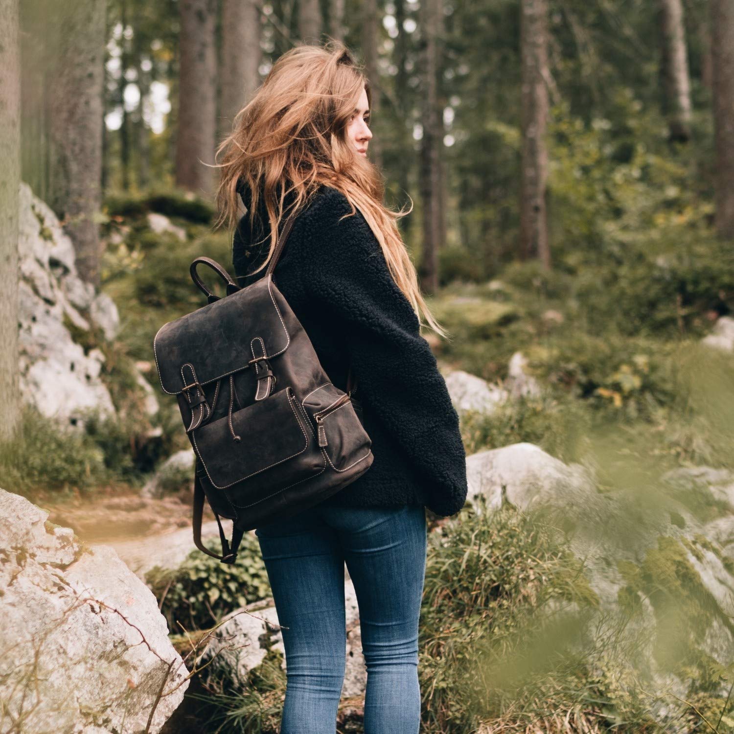 Premium Genuine Leather Backpack for Men & Women - MegaGear Valley Large Chestnut Brown Laptop Backpack - Perfect for Travel, Work, School & Outdoor Adventures