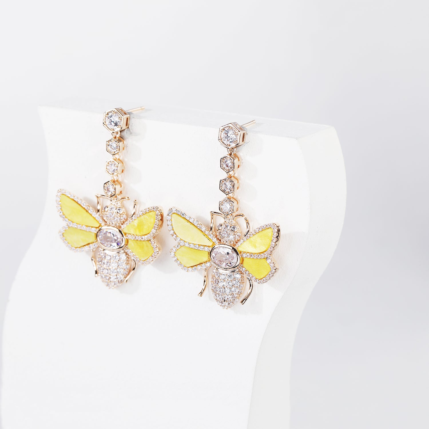 Bee CZ Dangle Earrings for Women - Sparkling Crystal Drop Earrings for Birthday Party, Gift & Special Occasions | Elegant Fashion Jewelry for Girls & Ladies
