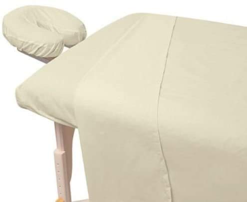 Premium 3-Piece Beige/Java Massage Table Fitted Sheets Set - 190 Thread Count Percale Spa Bedding for Professionals - Ideal for Massage Therapy, Facial Treatments & Salon Services