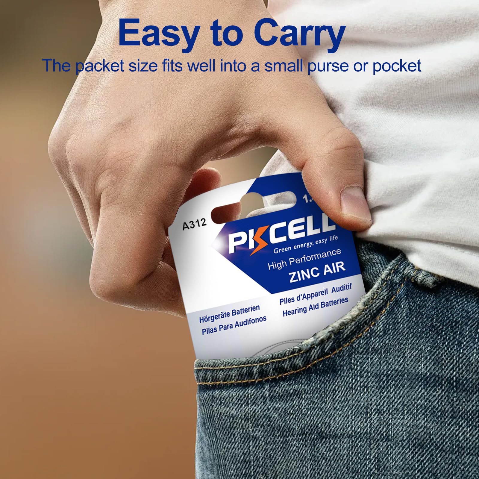 PKCELL 60 Count Size 312 Hearing Aid Batteries - Mercury Free, Long Lasting & Leak-Proof Zinc Air Batteries for Hearing Devices - Perfect for Travel, Work, and Daily Use