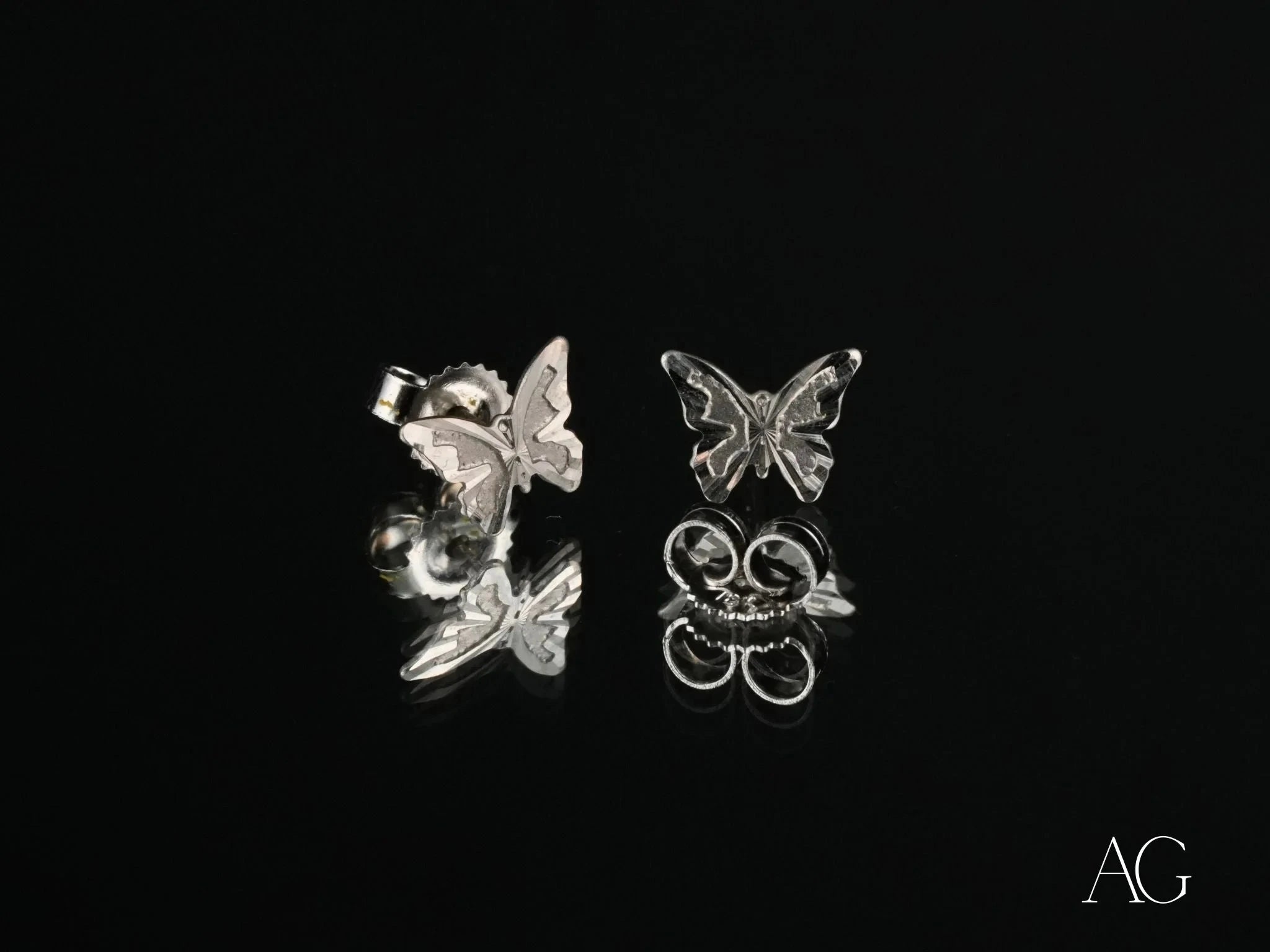 18K White Gold Butterfly Stud Earrings for Women – Elegant FlutterGleam Jewelry Gift for Her, Perfect for Weddings, Anniversaries & Everyday Wear