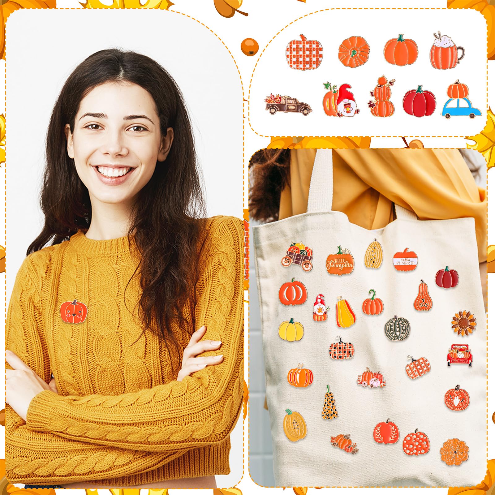 Fall Enamel Pins Bulk - 40 Pcs Cute Pumpkin & Sunflower Pins for Backpacks, Clothes & Gifts - Autumn Seasonal Accessories