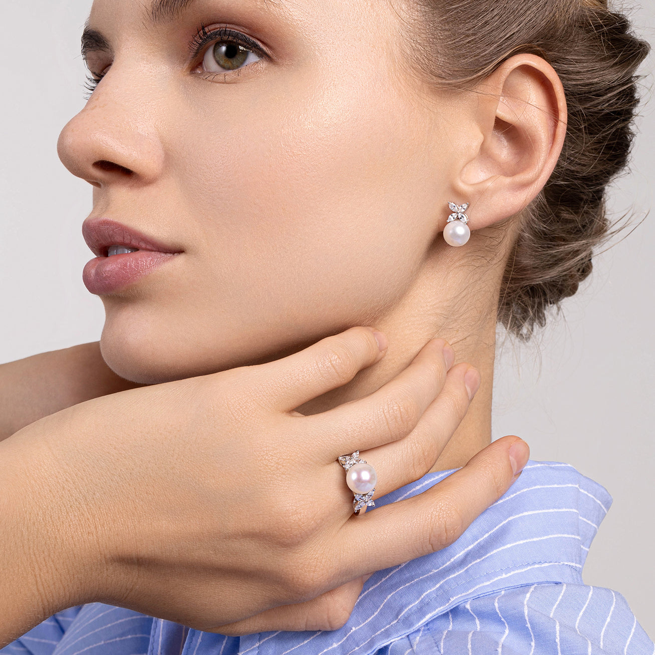 18K Gold Diamond Akoya Pearl Stud Earrings for Women - Luxury Gift for Wedding, Anniversary & Special Occasions | EVERLEAF Jewelry
