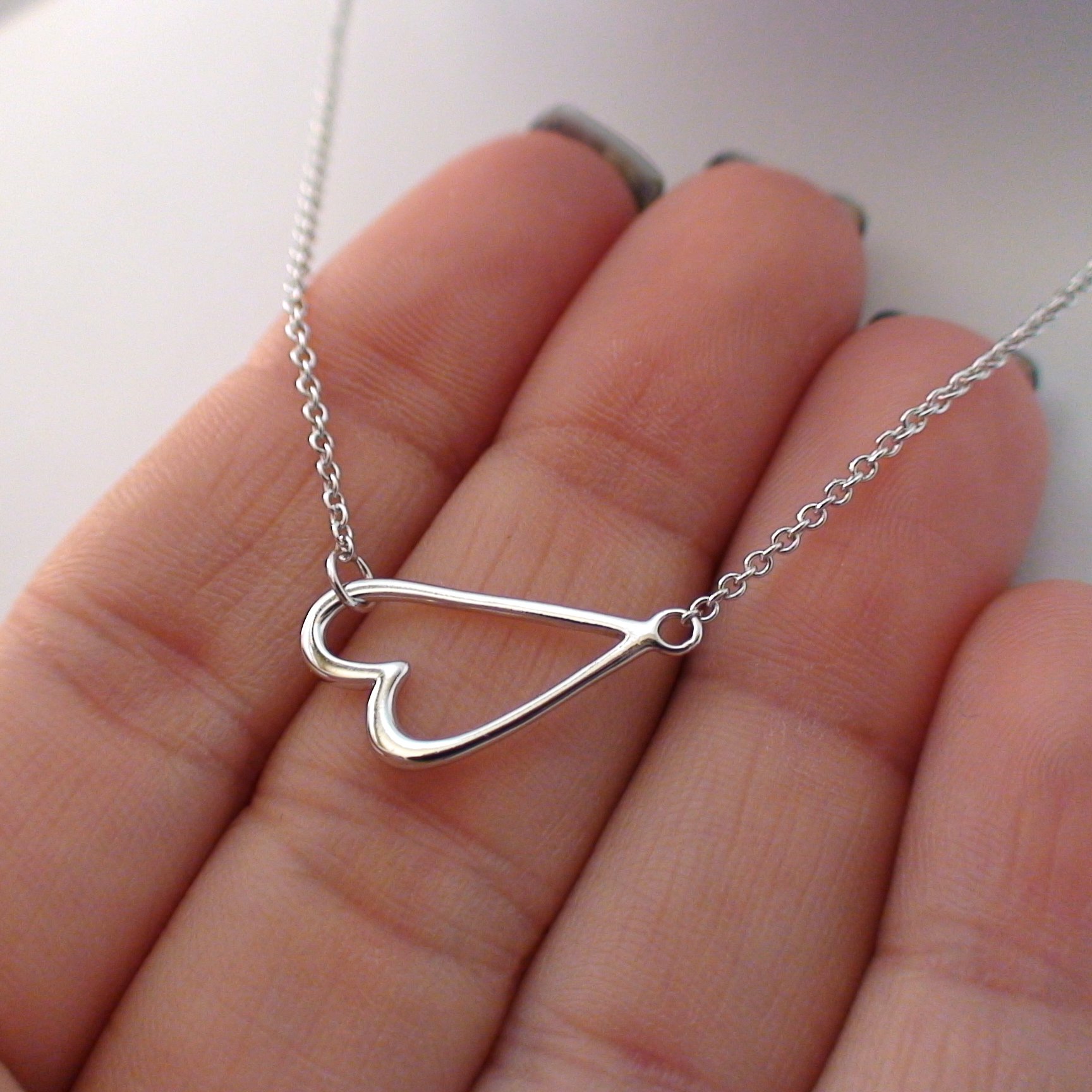 FashionJunkie4Life Sterling Silver Love Heart Pendant Necklace for Women - 18