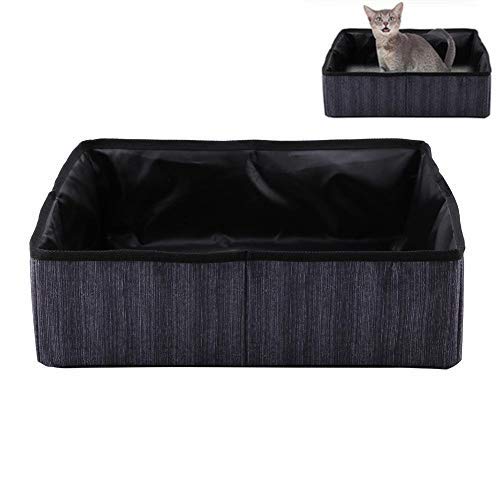Foldable Collapsible Cat Litter Box - Portable Waterproof Leak-Proof Pet Toilet Tray for Indoor & Outdoor Use - Easy Storage & Travel - Ideal for Small Spaces & Camping (Black)